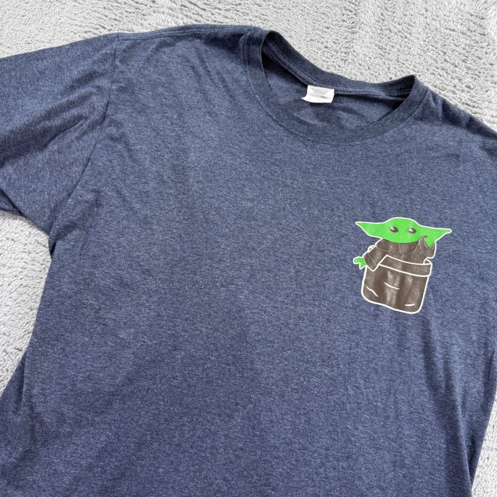 Fruit of the Loom T-Shirt Mens Large Blue Excellent Baby Yoda Star Wars Graphic